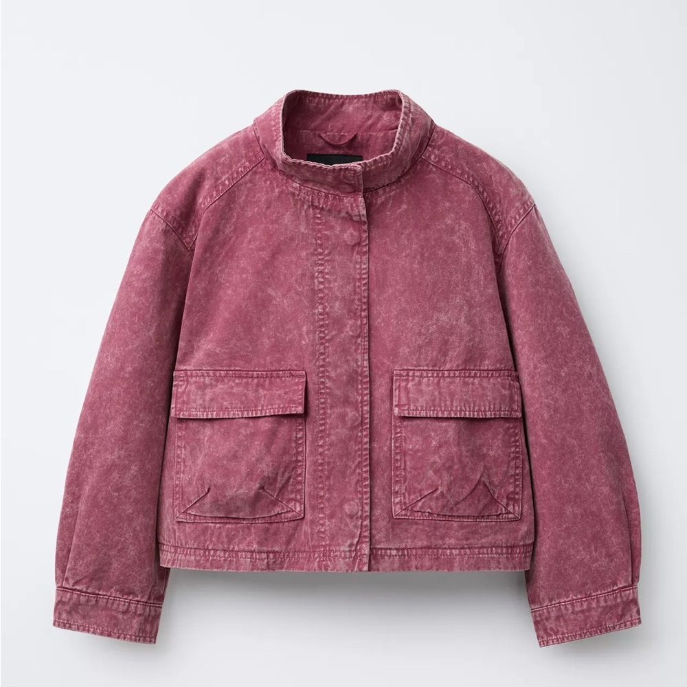 Zara Kids Pink Washed Effect Denim Jacket 8491/601/671